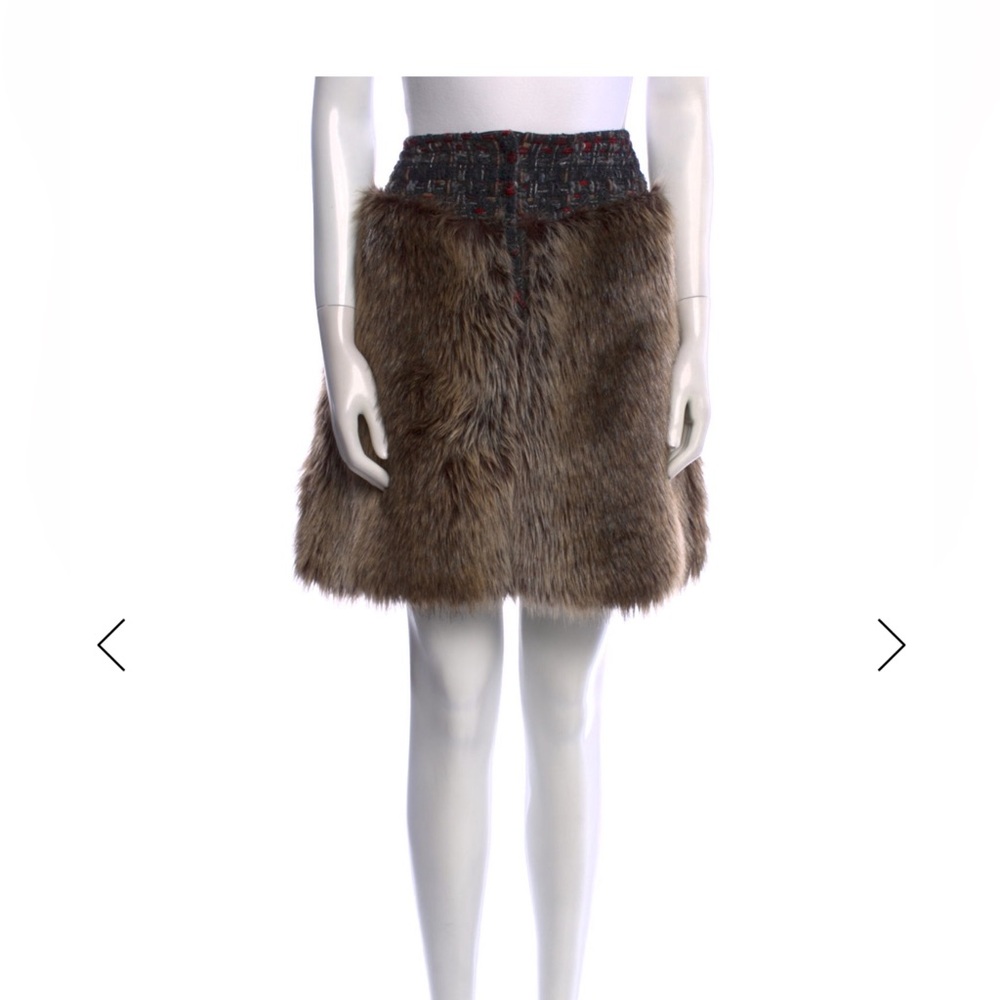 CHANEL Faux Fur Brown Mini Skirt